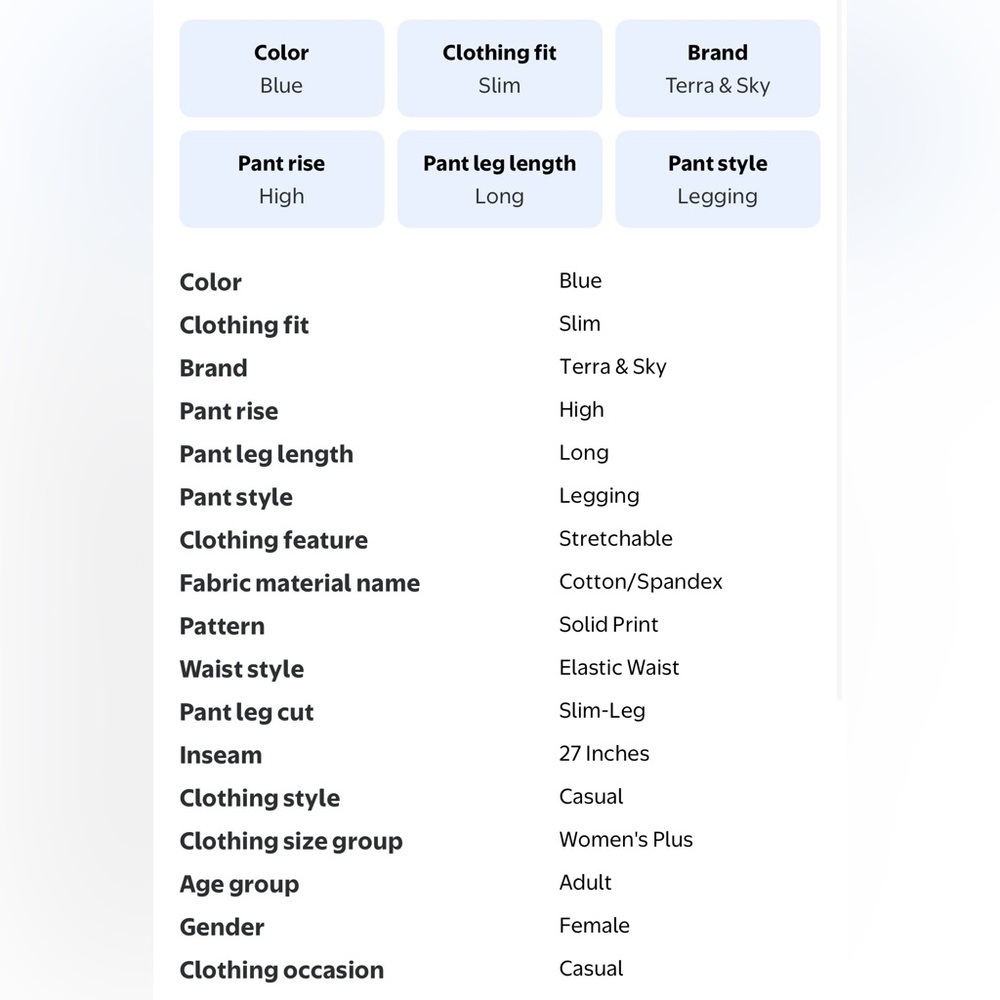 Terra & Sky Women's Plus High Waist Ankle Leggings 1X 16W-18W Snake Blue NWT 27” - Picture 9 of 10